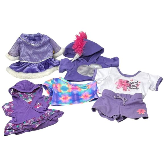 BUILD A BEAR Lot Purple Clothing Pieces Best Friends BFF Tie-Dye Skater Hoodie - Picture 2 of 12